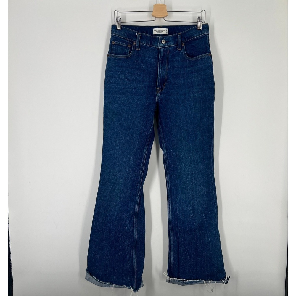 Abercrombie & Fitch Women's 29/8R High Rise Vintage Flare Jeans Raw Hem‎
